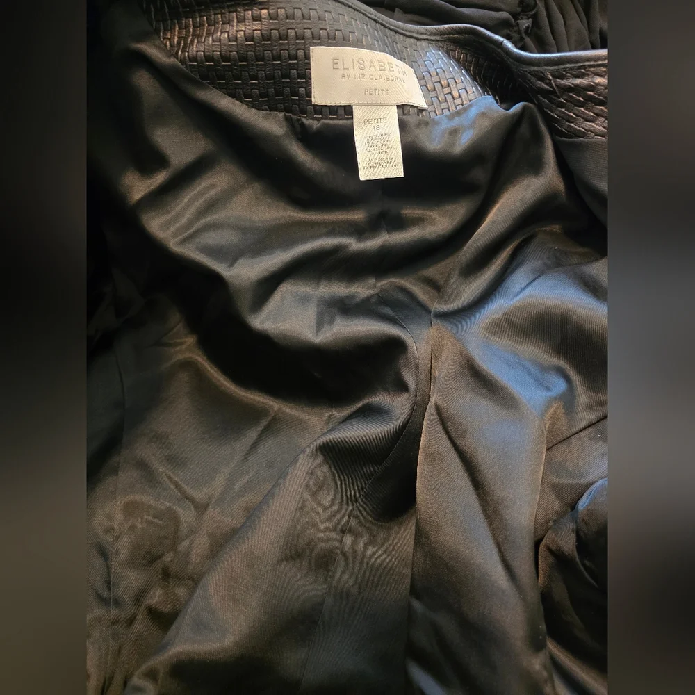 ELISABETH By Liz Clairbone Black Leather Jacket - Size‎ 18 Petite